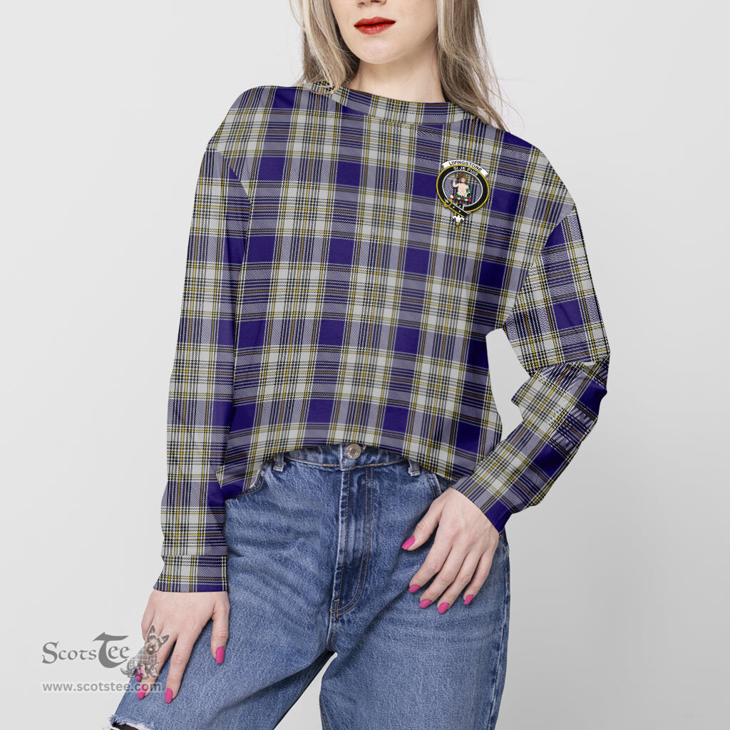 ScotsTee Shop Scottish Livingstone Dress Clan Tartan Womens Raglan Sleeve Sweatshirt with Family Crest
