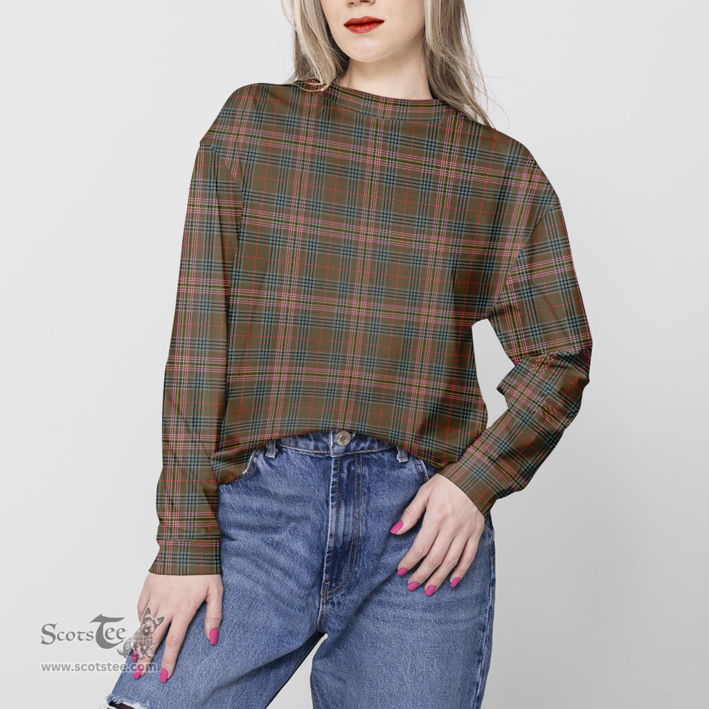 ScotsTee Shop Scottish Kennedy Weathered Clan Tartan Womens Raglan Sleeve Sweatshirt
