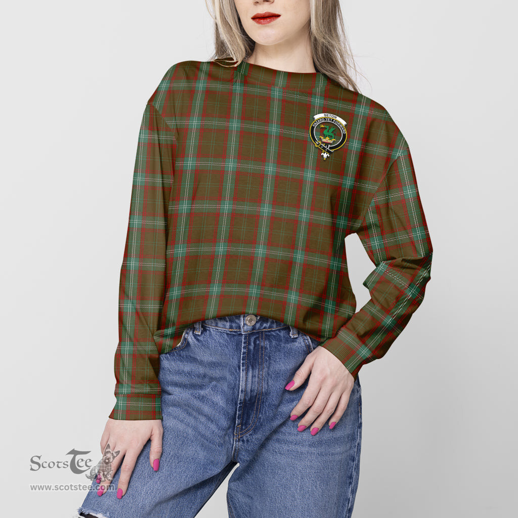 ScotsTee Shop Scottish Seton Hunting Clan Tartan Womens Raglan Sleeve Sweatshirt with Family Crest