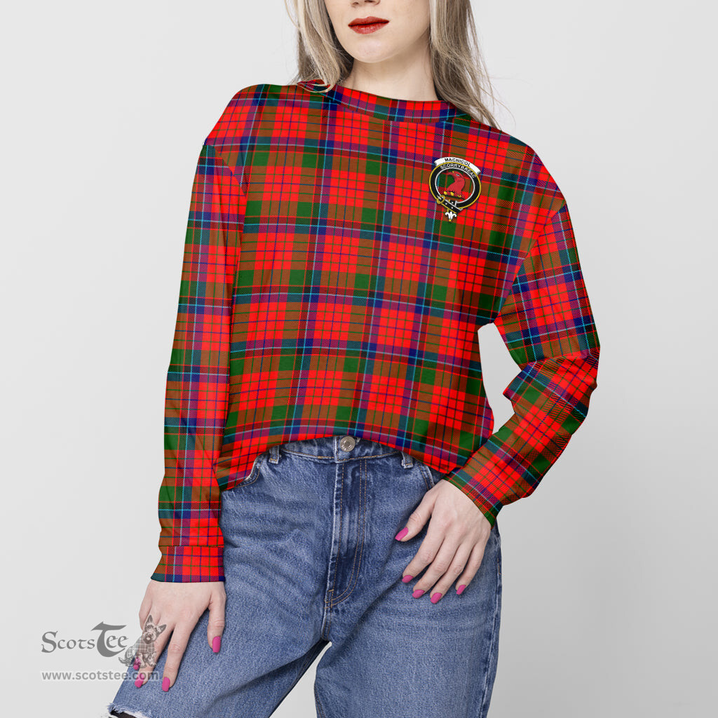 ScotsTee Shop Scottish MacNicol of Scorrybreac Clan Tartan Womens Raglan Sleeve Sweatshirt with Family Crest