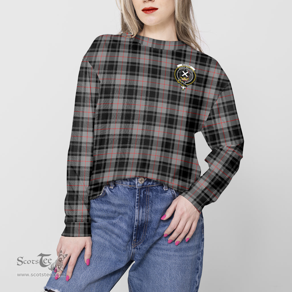 ScotsTee Shop Scottish Moffat Modern Clan Tartan Womens Raglan Sleeve Sweatshirt with Family Crest
