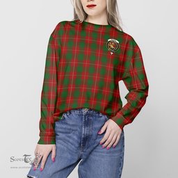 ScotsTee Shop Scottish MacFie Clan Tartan Womens Raglan Sleeve Sweatshirt with Family Crest