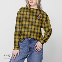 ScotsTee Shop Scottish MacLeod Clan Tartan Womens Raglan Sleeve Sweatshirt with Family Crest