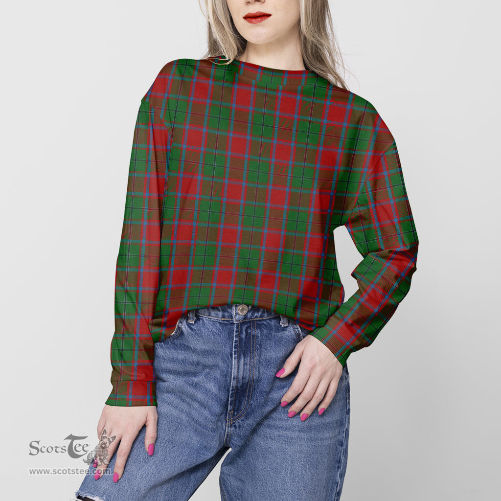 ScotsTee Shop Scottish MacPhail Blue Bands Clan Tartan Womens Raglan Sleeve Sweatshirt