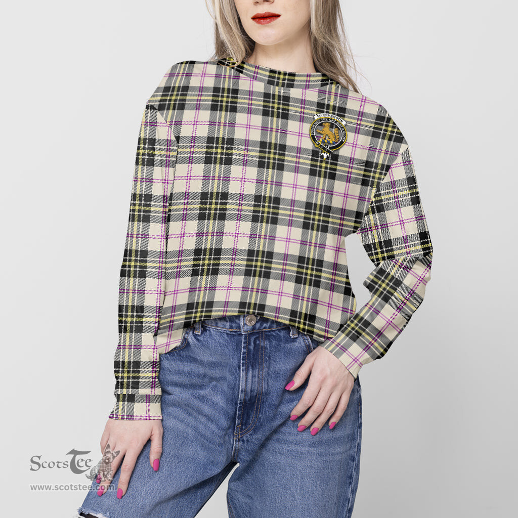 ScotsTee Shop Scottish MacPherson Dress Ancient Clan Tartan Womens Raglan Sleeve Sweatshirt with Family Crest