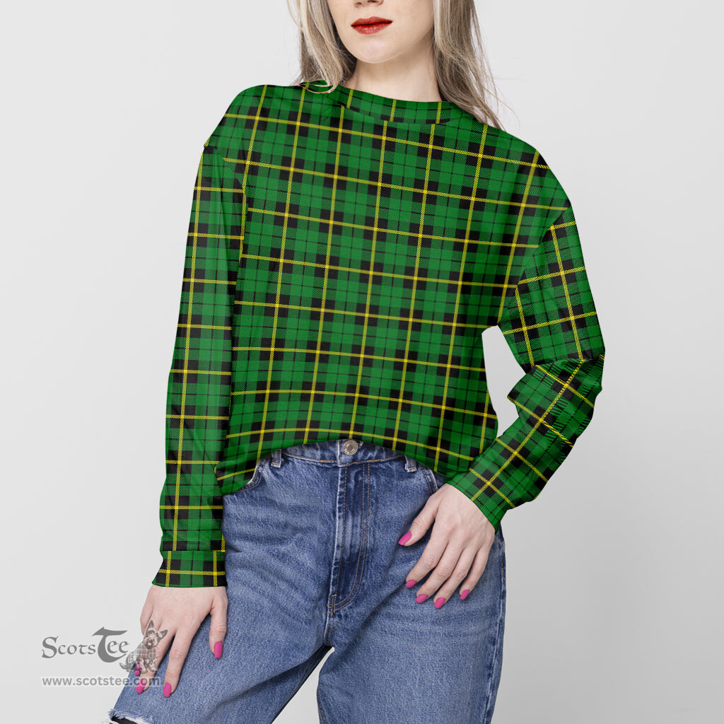 ScotsTee Shop Scottish Wallace Hunting Green Clan Tartan Womens Raglan Sleeve Sweatshirt