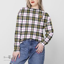 ScotsTee Shop Scottish MacPherson Dress Modern Clan Tartan Womens Raglan Sleeve Sweatshirt with Family Crest