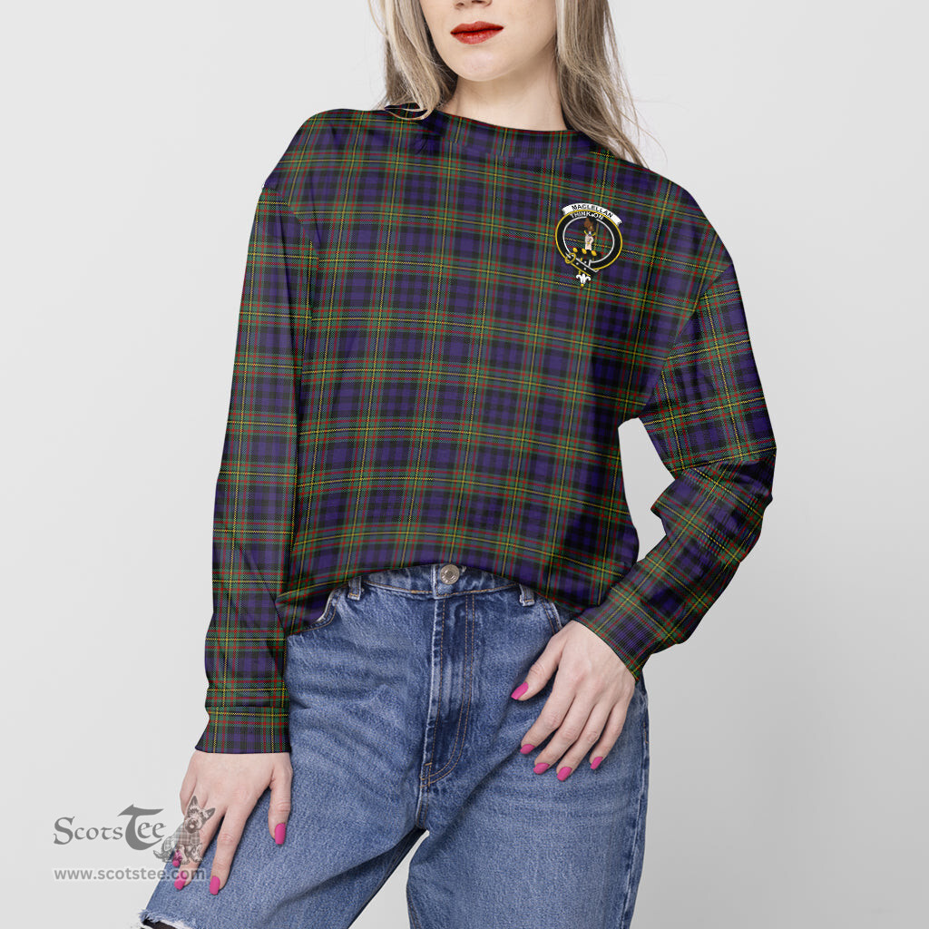 ScotsTee Shop Scottish MacLellan Clan Tartan Womens Raglan Sleeve Sweatshirt with Family Crest