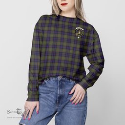 ScotsTee Shop Scottish MacLellan Clan Tartan Womens Raglan Sleeve Sweatshirt with Family Crest