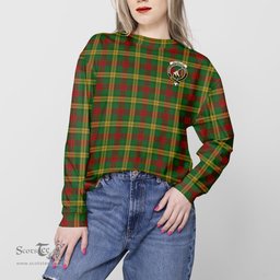 ScotsTee Shop Scottish MacMillan Society of Glasgow Clan Tartan Womens Raglan Sleeve Sweatshirt with Family Crest