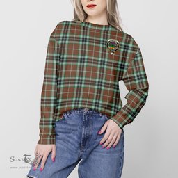 ScotsTee Shop Scottish Thomson Hunting Modern Clan Tartan Womens Raglan Sleeve Sweatshirt with Family Crest