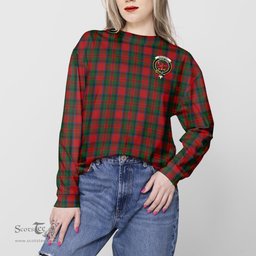 ScotsTee Shop Scottish MacDuff Clan Tartan Womens Raglan Sleeve Sweatshirt with Family Crest