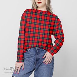 ScotsTee Shop Scottish Ruthven Modern Clan Tartan Womens Raglan Sleeve Sweatshirt