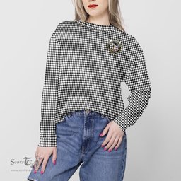 ScotsTee Shop Scottish Shepherd Clan Tartan Womens Raglan Sleeve Sweatshirt with Family Crest