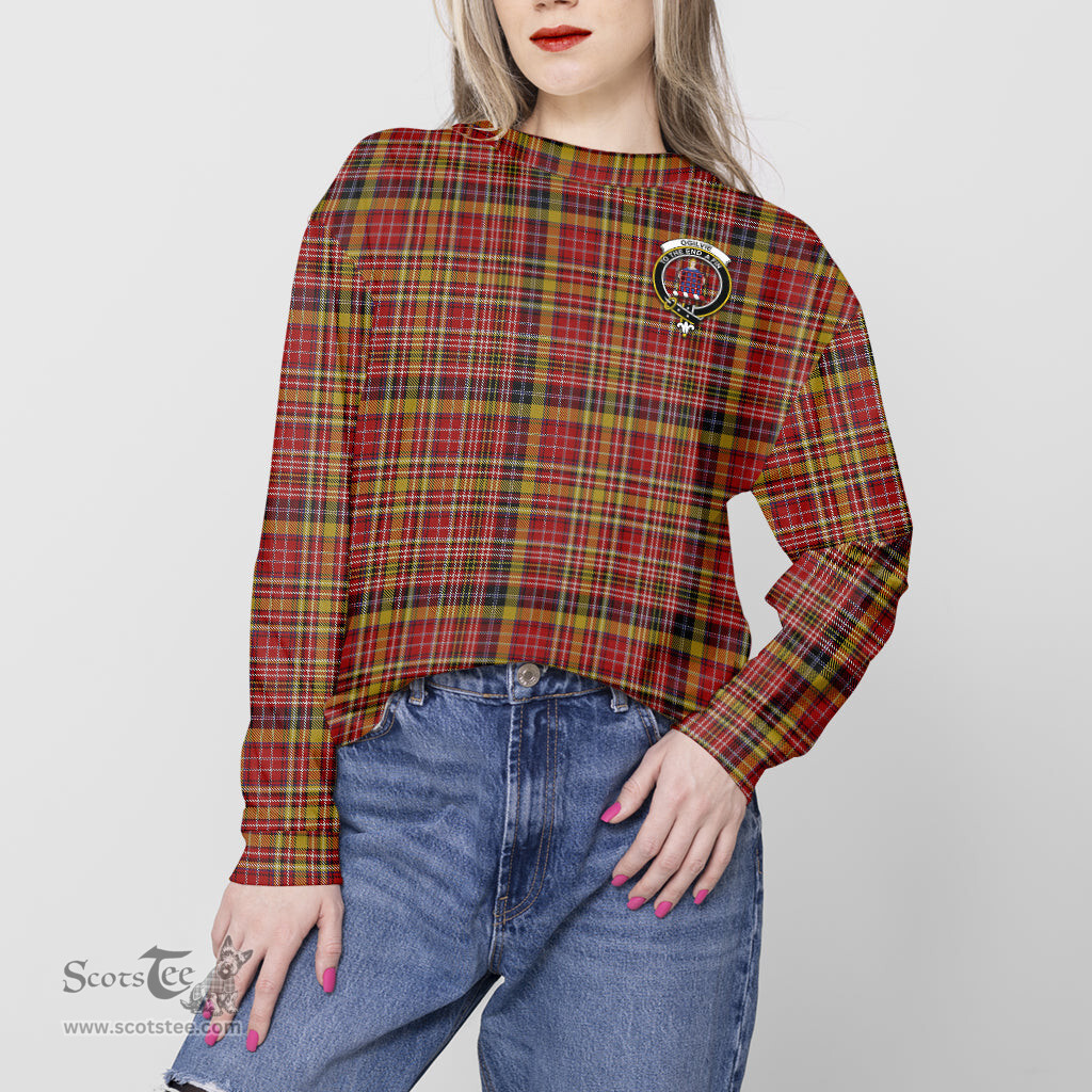 ScotsTee Shop Scottish Ogilvie (Ogilvy) of Strathallan Clan Tartan Womens Raglan Sleeve Sweatshirt with Family Crest