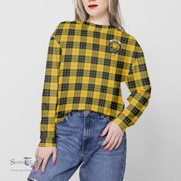 ScotsTee Shop Scottish MacLeod of Lewis Ancient Clan Tartan Womens Raglan Sleeve Sweatshirt with Family Crest