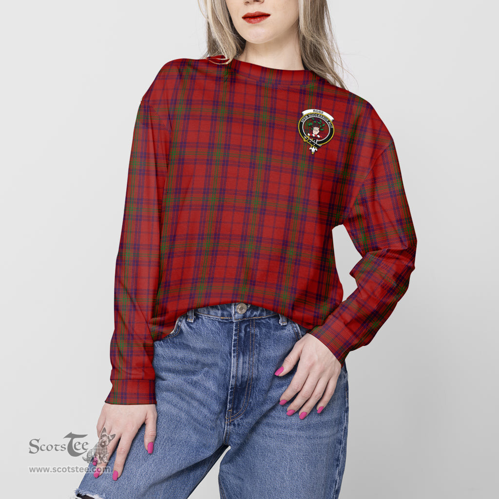 ScotsTee Shop Scottish Ross Old Clan Tartan Womens Raglan Sleeve Sweatshirt with Family Crest