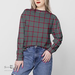 ScotsTee Shop Scottish Spens (Spence) Clan Tartan Womens Raglan Sleeve Sweatshirt
