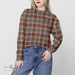 ScotsTee Shop Scottish MacAlister Dress Clan Tartan Womens Raglan Sleeve Sweatshirt with Family Crest