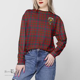 ScotsTee Shop Scottish Sinclair Clan Tartan Womens Raglan Sleeve Sweatshirt with Family Crest