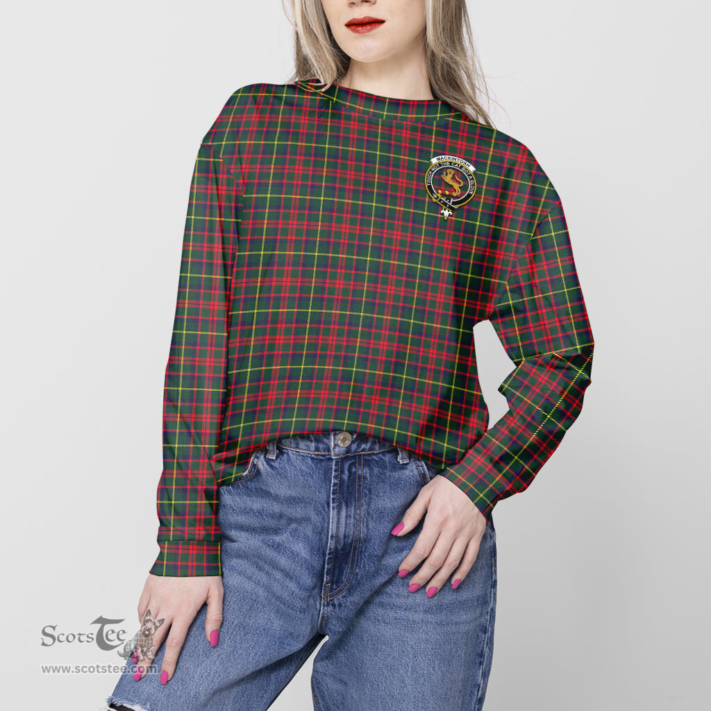 ScotsTee Shop Scottish MacKintosh Hunting Modern Clan Tartan Womens Raglan Sleeve Sweatshirt with Family Crest