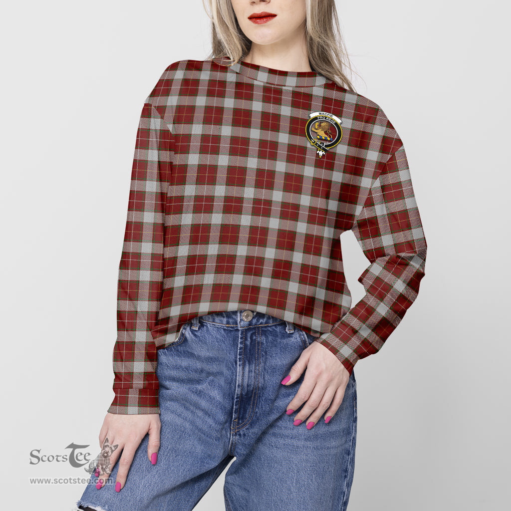 ScotsTee Shop Scottish MacFie Dress Clan Tartan Womens Raglan Sleeve Sweatshirt with Family Crest