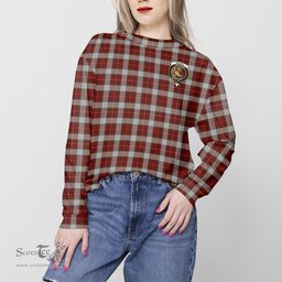 ScotsTee Shop Scottish MacFie Dress Clan Tartan Womens Raglan Sleeve Sweatshirt with Family Crest