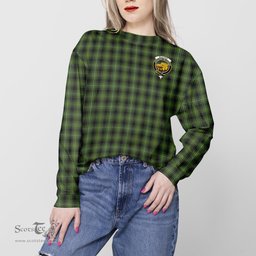 ScotsTee Shop Scottish MacIver Hunting Clan Tartan Womens Raglan Sleeve Sweatshirt with Family Crest