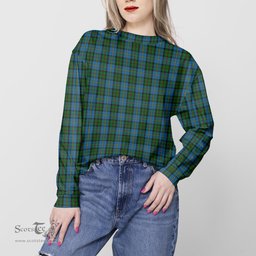 ScotsTee Shop Scottish MacLeod Green Clan Tartan Womens Raglan Sleeve Sweatshirt