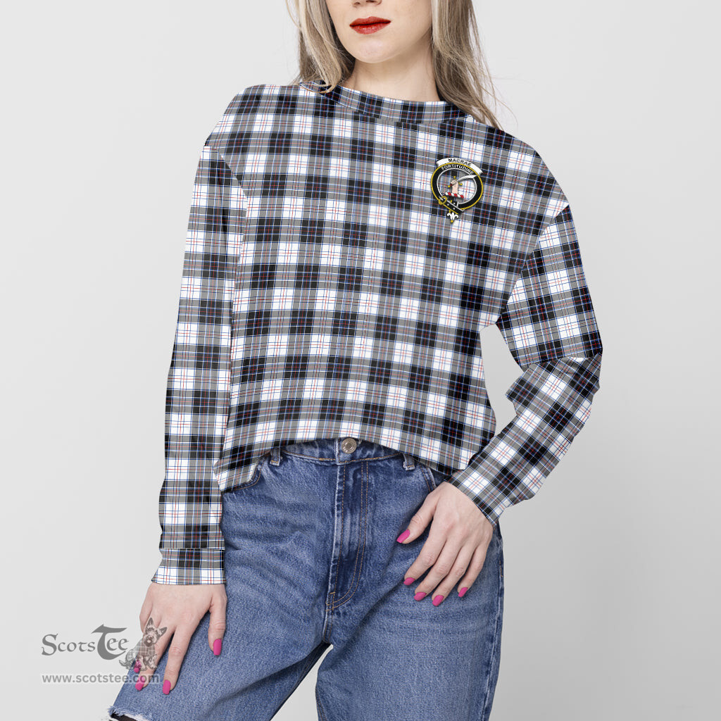 ScotsTee Shop Scottish MacRae Dress Modern Clan Tartan Womens Raglan Sleeve Sweatshirt with Family Crest