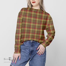 ScotsTee Shop Scottish MacMillan Old Weathered Clan Tartan Womens Raglan Sleeve Sweatshirt
