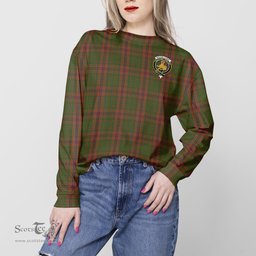 ScotsTee Shop Scottish MacGillivray Hunting Clan Tartan Womens Raglan Sleeve Sweatshirt with Family Crest