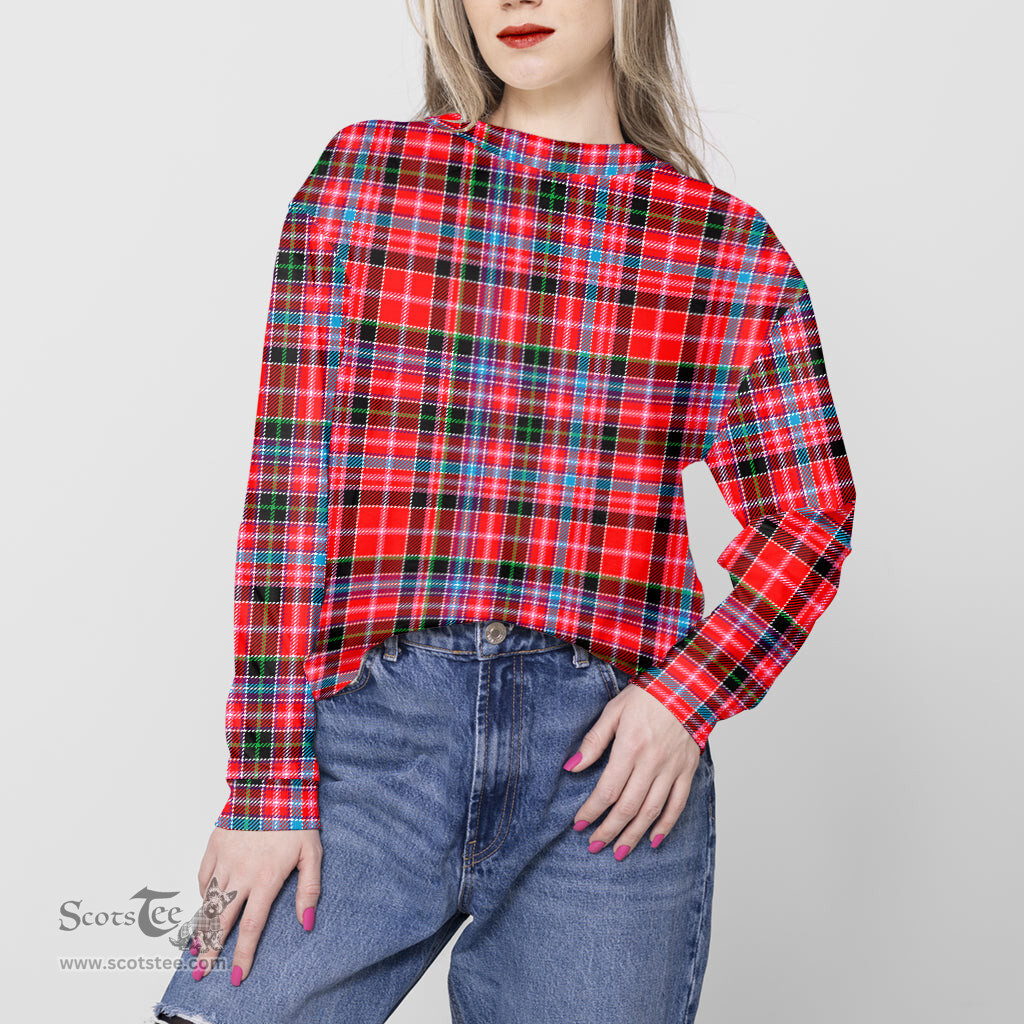 ScotsTee Shop Scottish Straiton Clan Tartan Womens Raglan Sleeve Sweatshirt