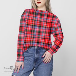 ScotsTee Shop Scottish Straiton Clan Tartan Womens Raglan Sleeve Sweatshirt