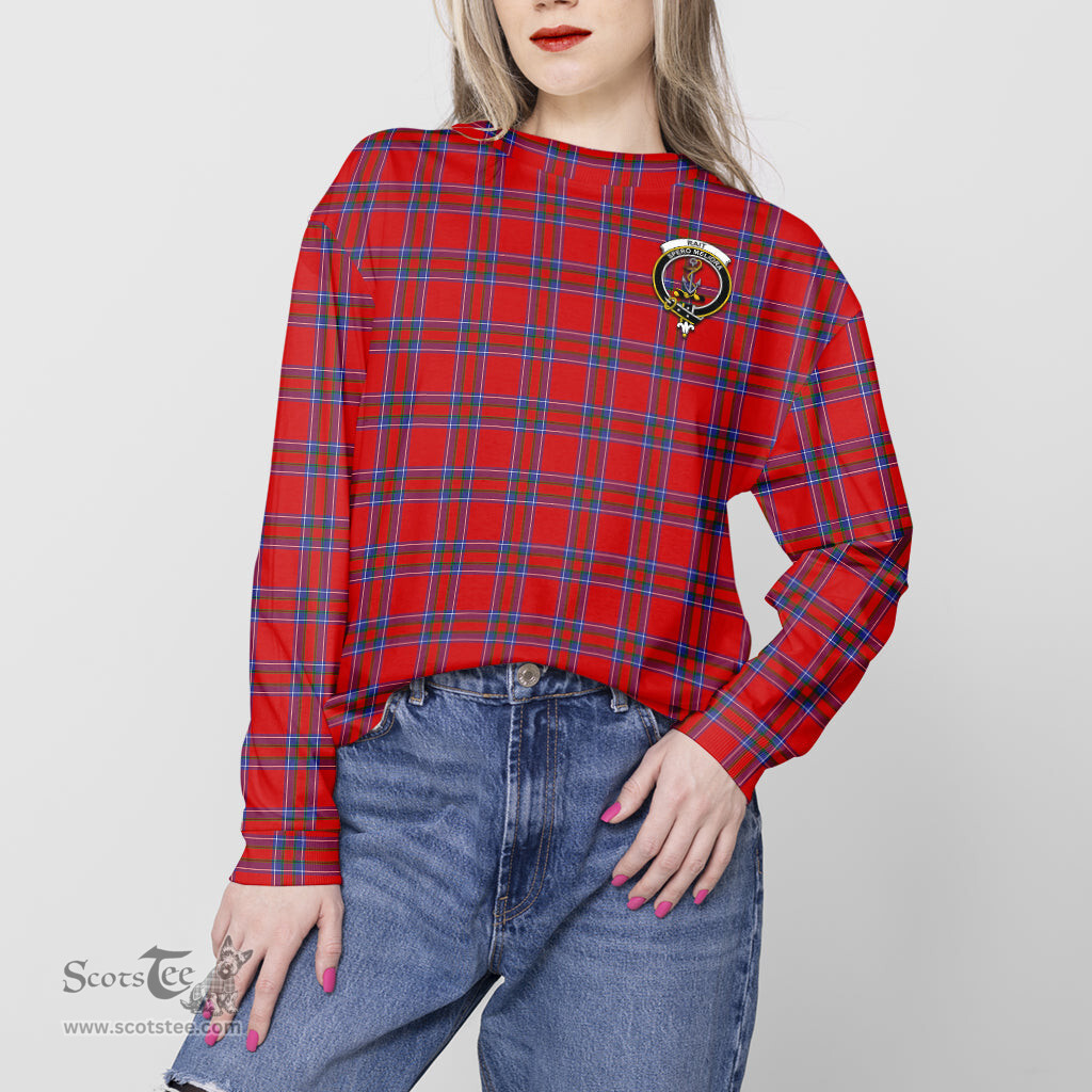 ScotsTee Shop Scottish Rait Clan Tartan Womens Raglan Sleeve Sweatshirt with Family Crest