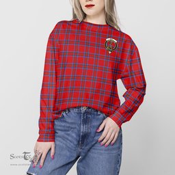 ScotsTee Shop Scottish Rait Clan Tartan Womens Raglan Sleeve Sweatshirt with Family Crest
