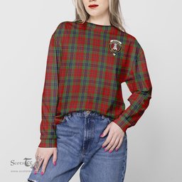 ScotsTee Shop Scottish MacLean of Duart Clan Tartan Womens Raglan Sleeve Sweatshirt with Family Crest