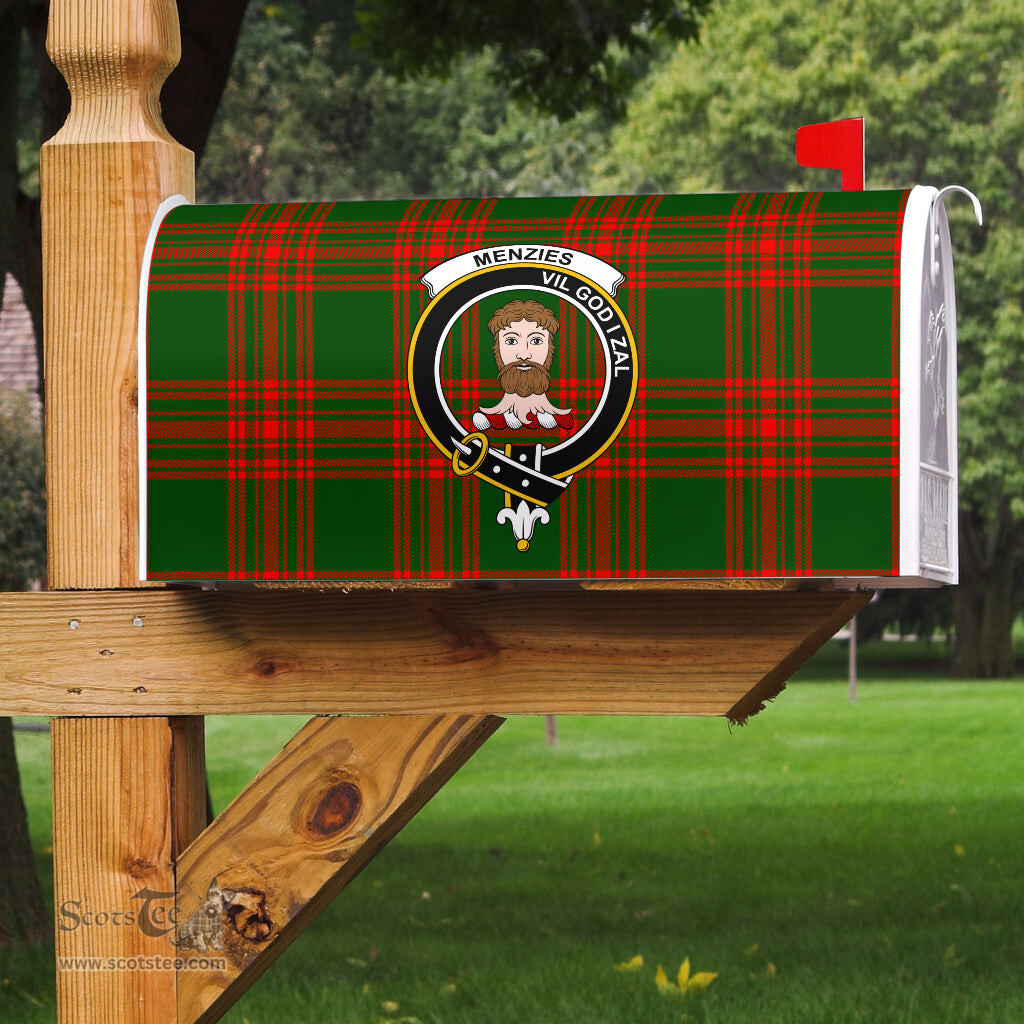 ScotsTee Shop Scottish Menzies Green Modern Clan Crest Tartan Mailbox Cover