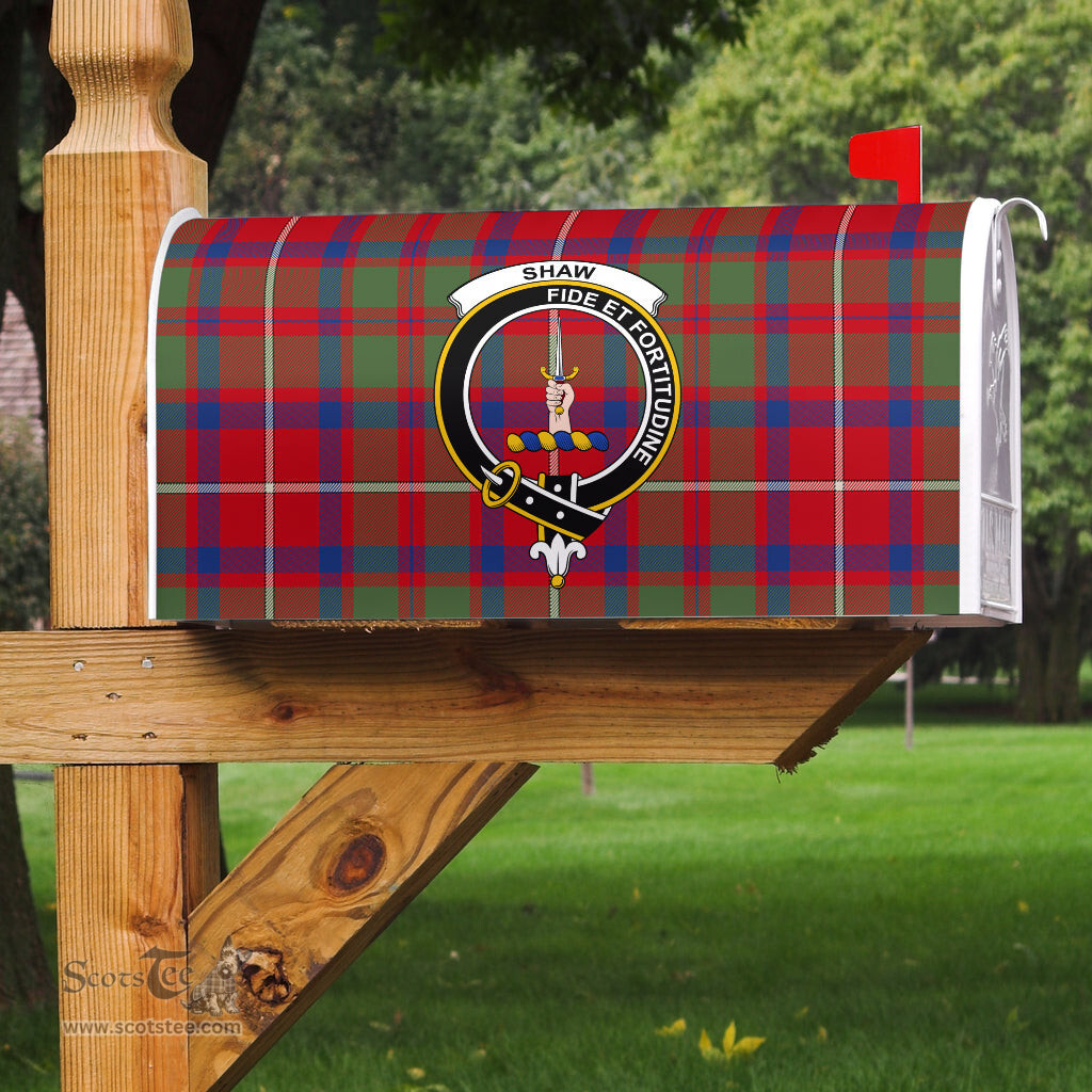 ScotsTee Shop Scottish Shaw of Tordarroch Clan Crest Tartan Mailbox Cover