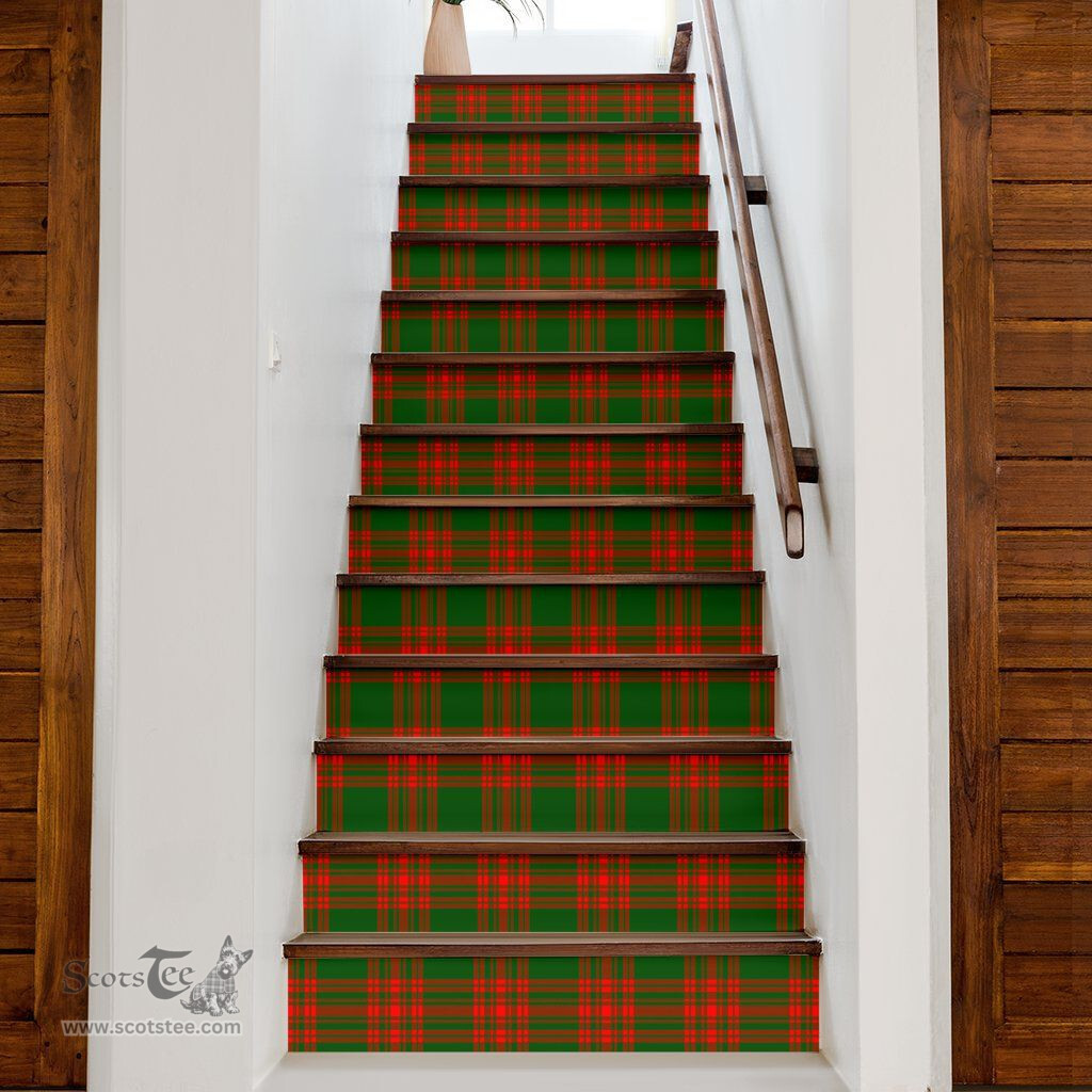 ScotsTee Shop Scottish Menzies Green Modern Clan Tartan Stair Stickers