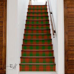 ScotsTee Shop Scottish Menzies Green Modern Clan Tartan Stair Stickers