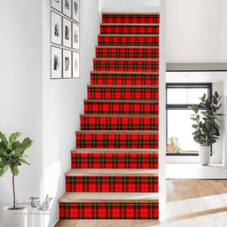 ScotsTee Shop Scottish Wallace Hunting - Red Clan Tartan Stair Stickers