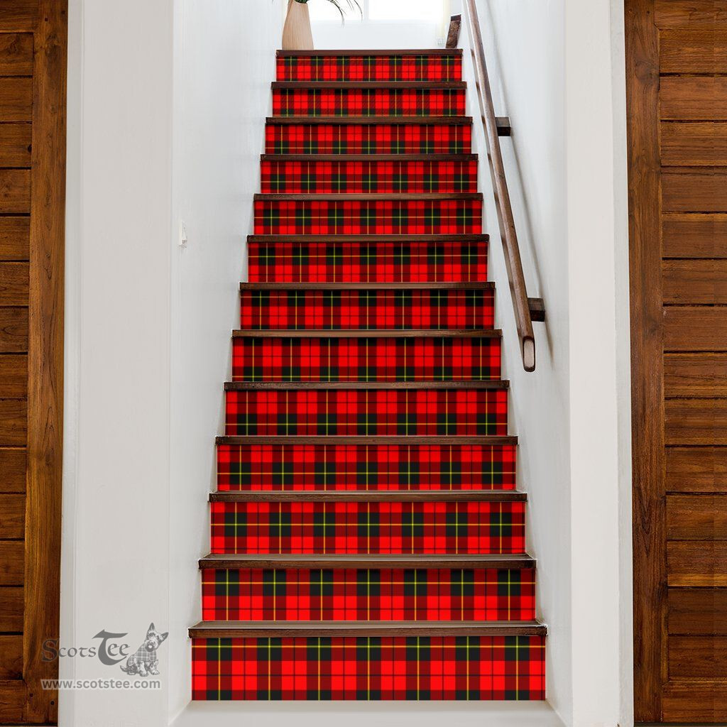 ScotsTee Shop Scottish Wallace Hunting - Red Clan Tartan Stair Stickers