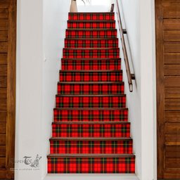 ScotsTee Shop Scottish Wallace Hunting - Red Clan Tartan Stair Stickers