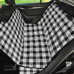 ScotsTee Shop Scottish MacFarlane Black White Clan Tartan Pet Seat Cover, Dog Car Seat Cover