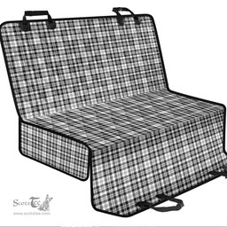 ScotsTee Shop Scottish Scott Black White Modern Clan Tartan Pet Seat Cover, Dog Car Seat Cover