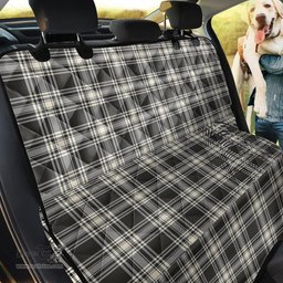 ScotsTee Shop Scottish Menzies Black White Ancient Clan Tartan Pet Seat Cover, Dog Car Seat Cover