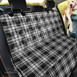 ScotsTee Shop Scottish Menzies Black White Modern Clan Tartan Pet Seat Cover, Dog Car Seat Cover