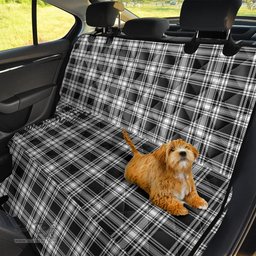 ScotsTee Shop Scottish Menzies Black White Modern Clan Tartan Pet Seat Cover, Dog Car Seat Cover