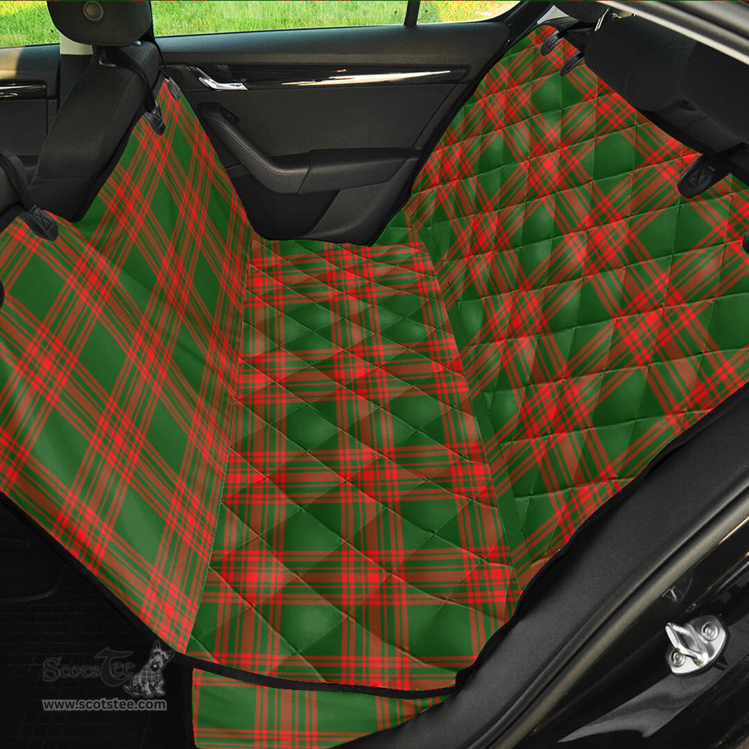 ScotsTee Shop Scottish Menzies Green Modern Clan Tartan Pet Seat Cover, Dog Car Seat Cover